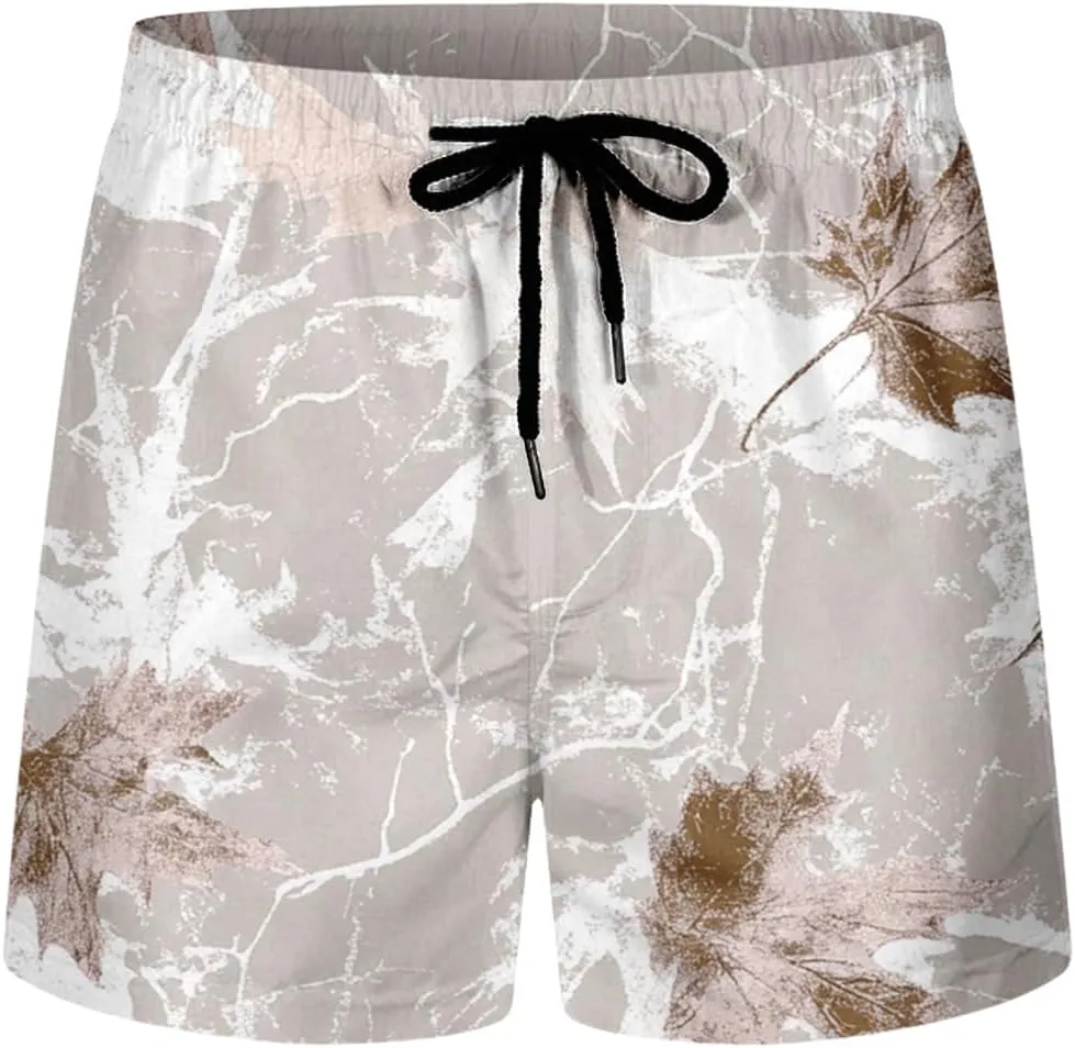 Mens Hawaiian Beach Shorts Drawstring Elastic Waist Summer Swim Trunks Fashion Lightweight Tropical Vacation Shorts
