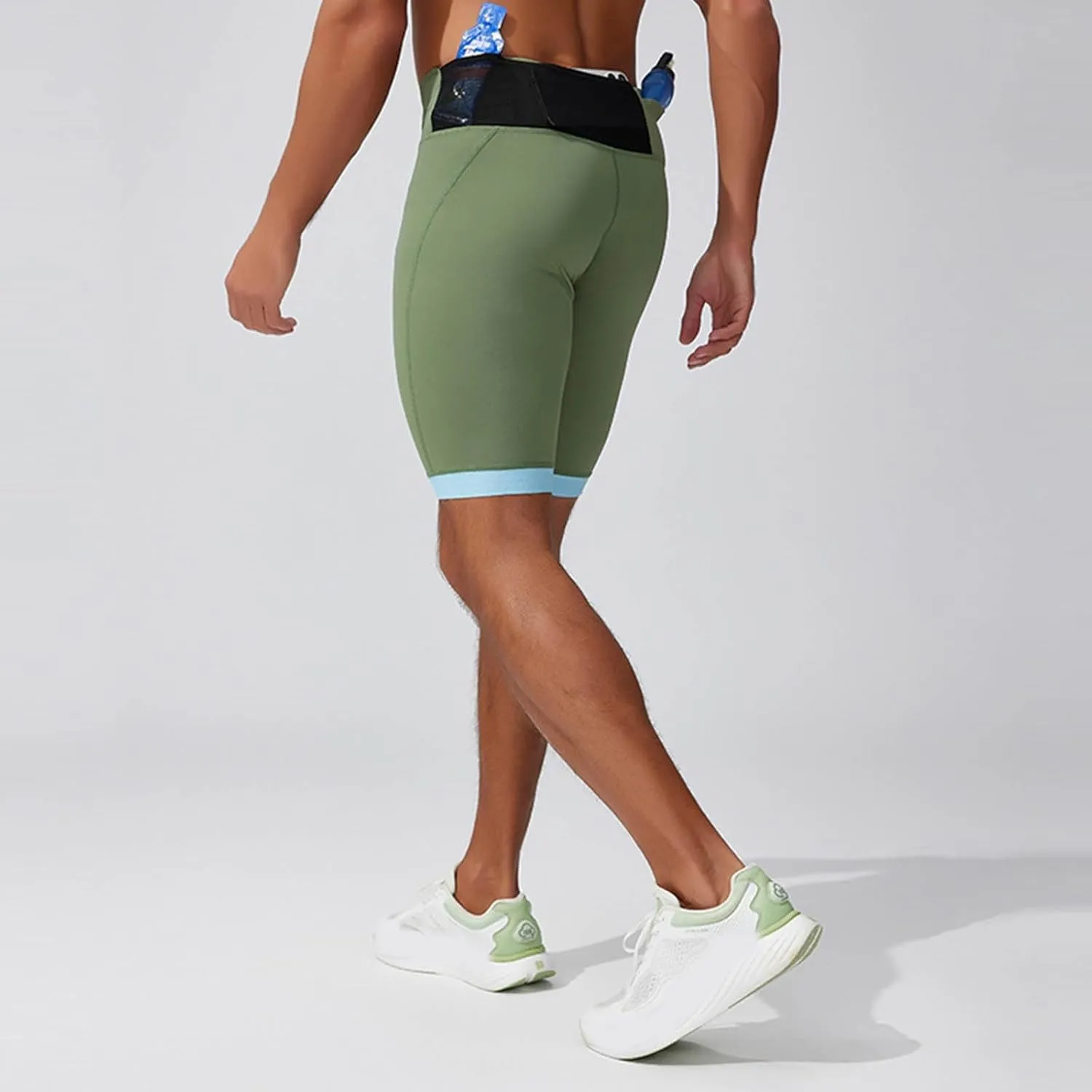Men's Leggings Slim Fit Drawstring Elastic Waist Antiskid Knots Yoga Running Shorts Tights Outdoor Athletic Short Pants