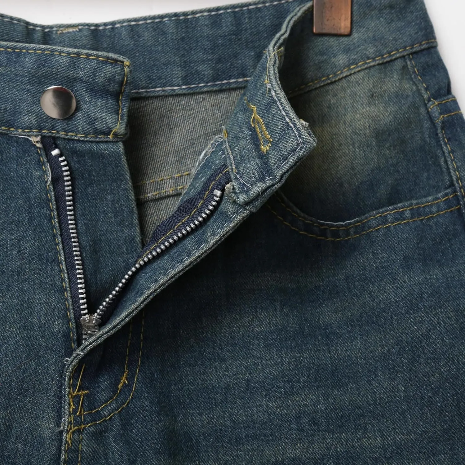 Men's Loose Hip Hop Long Jean Shorts Work Denim Shorts with Pockets Casual Summer Trendy Outfits
