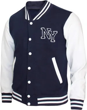 Mens NY Baseball Jacket College Baseball Varsity High School Letterman New York Bomber Fleece Jacket