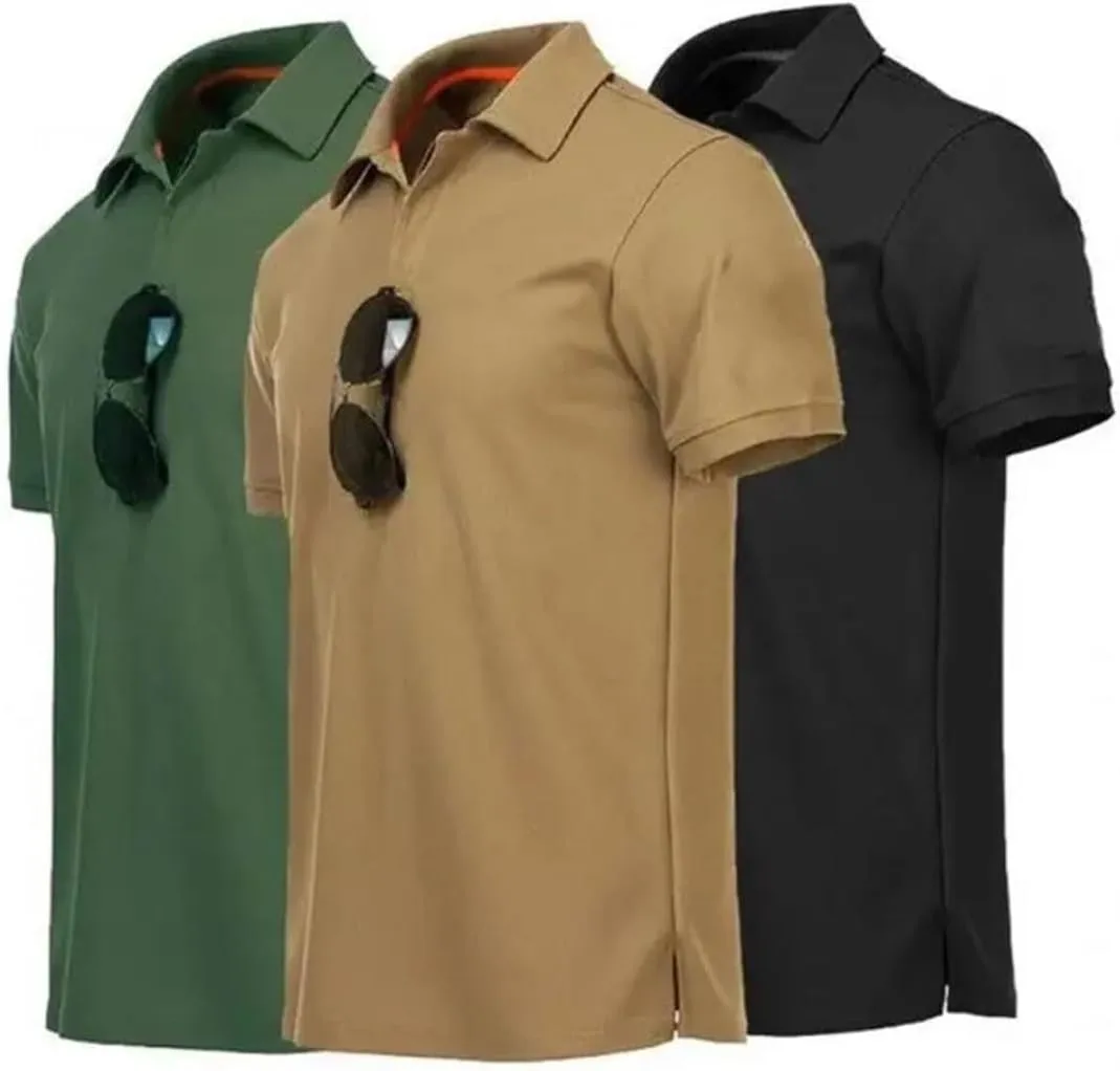 Men's Quick Dry Embroidered Polo Shirts Short Sleeve Collared Shirt