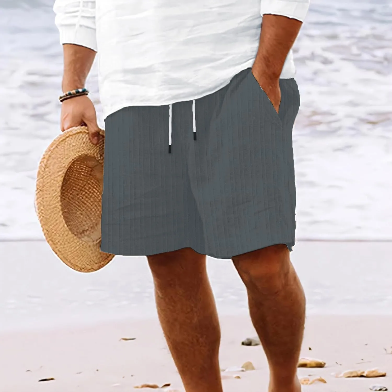 Mens Shorts Shorts Men's Solid Cotton Summer Fashionable Men's Pants Mens Clothes Mens 5 Inch Mesh Shorts Men Shorts