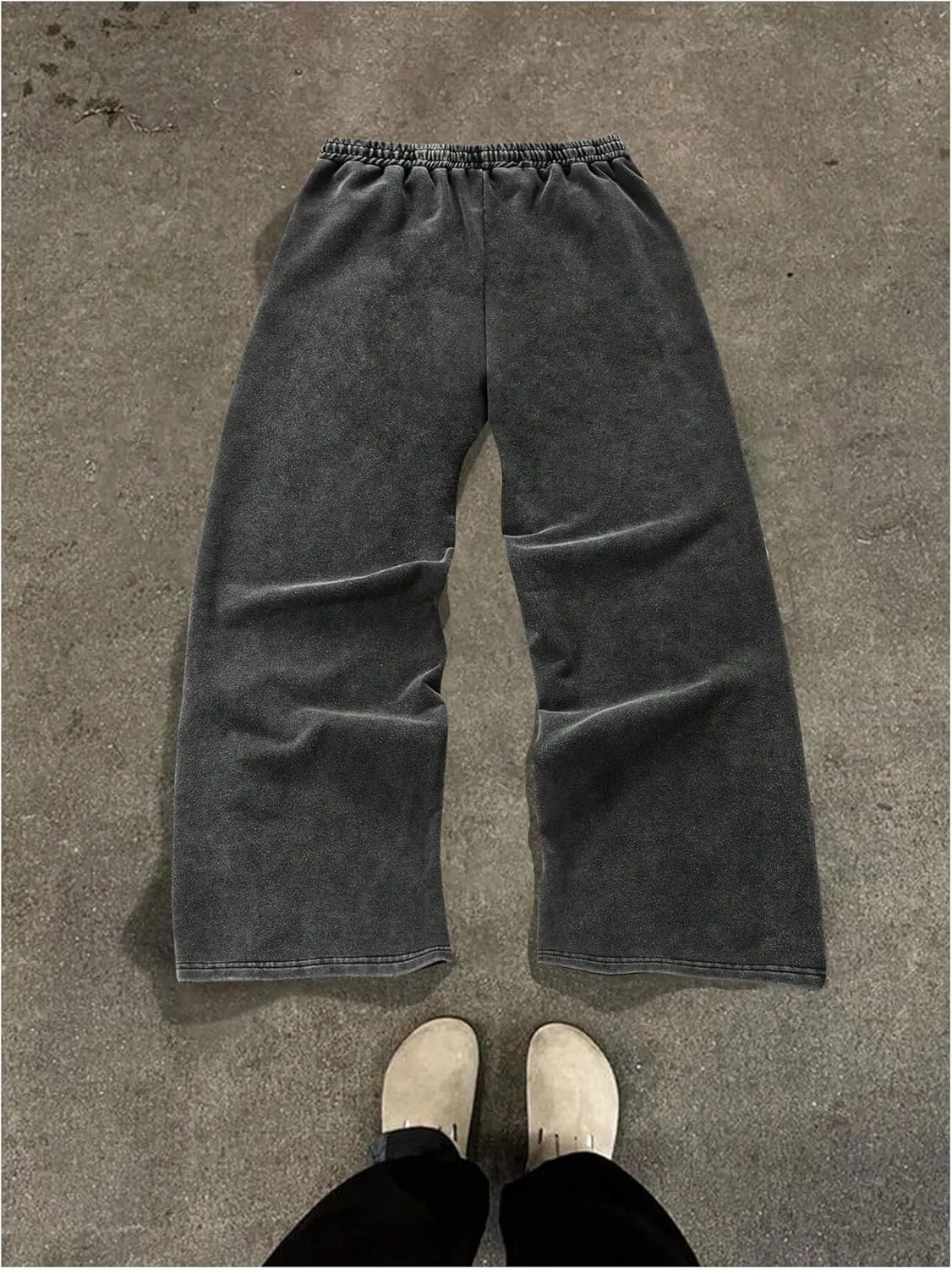 Men's Side Stripe Sweatpants Zipper Design Jogger Pants Drawstring Waist Wide Leg Trousers