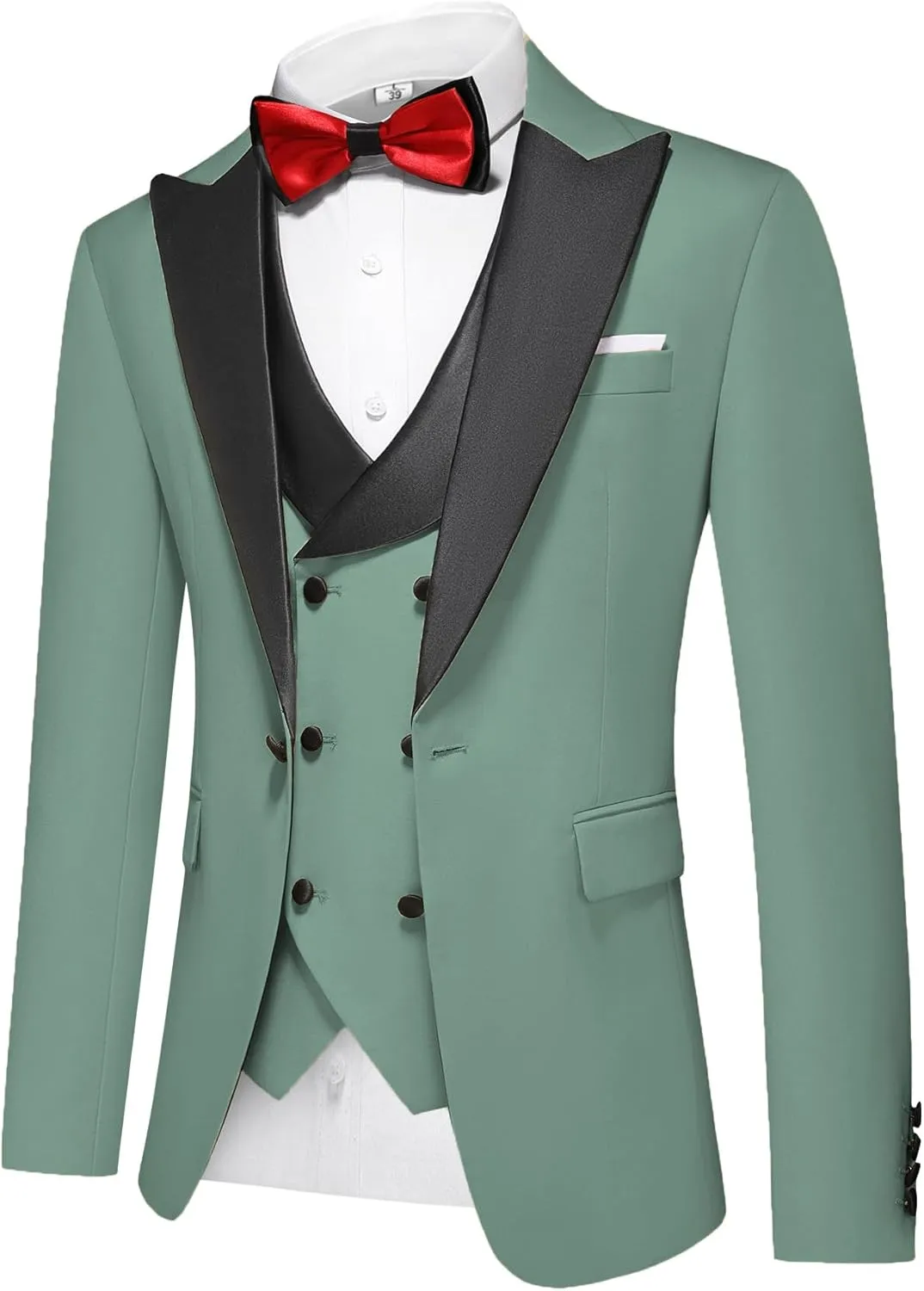 Men's Slim Fit 3-Piece Suit Set - Formal Wedding Tuxedo Suit with Blazer, Vest & Pants for Prom, Business