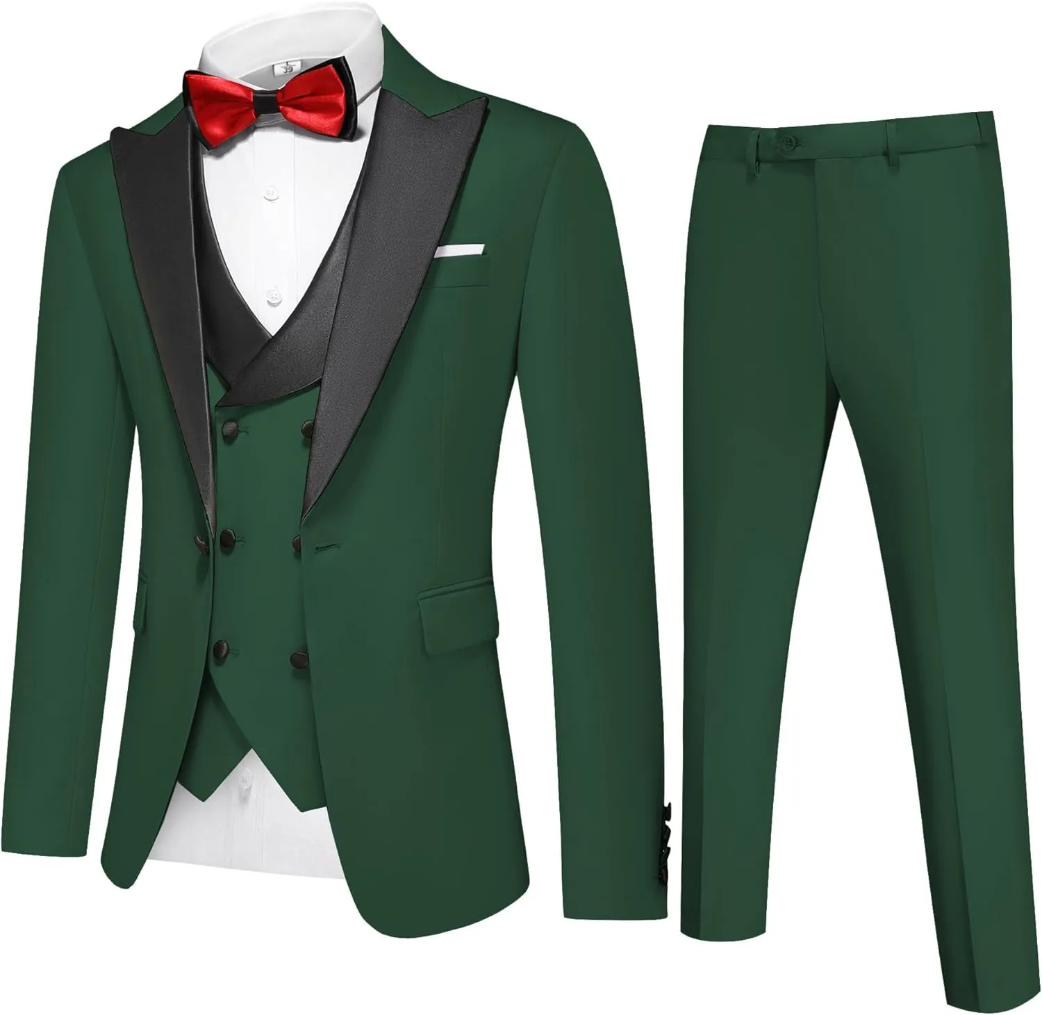 Men's Slim Fit 3-Piece Suit Set - Formal Wedding Tuxedo Suit with Blazer, Vest & Pants for Prom, Business