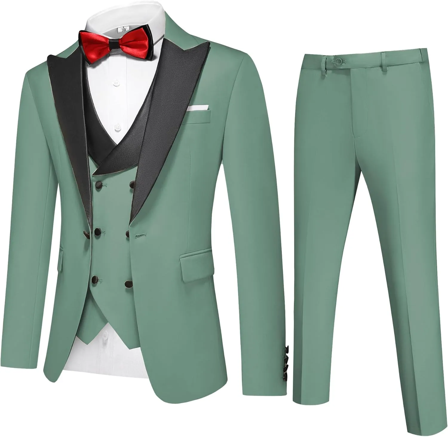 Men's Slim Fit 3-Piece Suit Set - Formal Wedding Tuxedo Suit with Blazer, Vest & Pants for Prom, Business