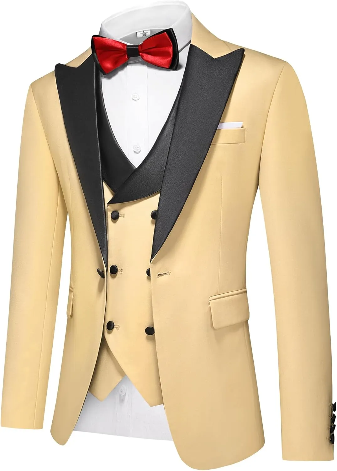 Men's Slim Fit 3-Piece Suit Set - Formal Wedding Tuxedo Suit with Blazer, Vest & Pants for Prom, Business