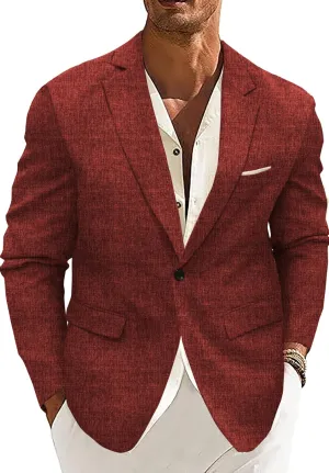 Men's Sport Coat Casual Blazer One Button Lightweight Business Suit Jacket