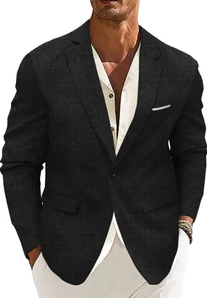Men's Sport Coat Casual Blazer One Button Lightweight Business Suit Jacket
