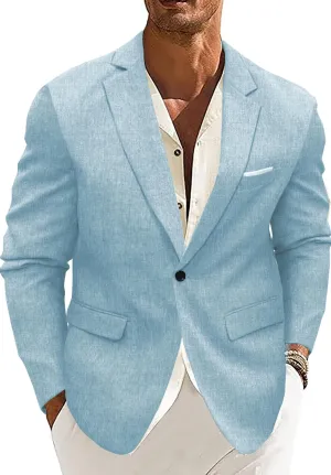 Men's Sport Coat Casual Blazer One Button Lightweight Business Suit Jacket