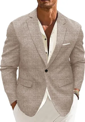 Men's Sport Coat Casual Blazer One Button Lightweight Business Suit Jacket