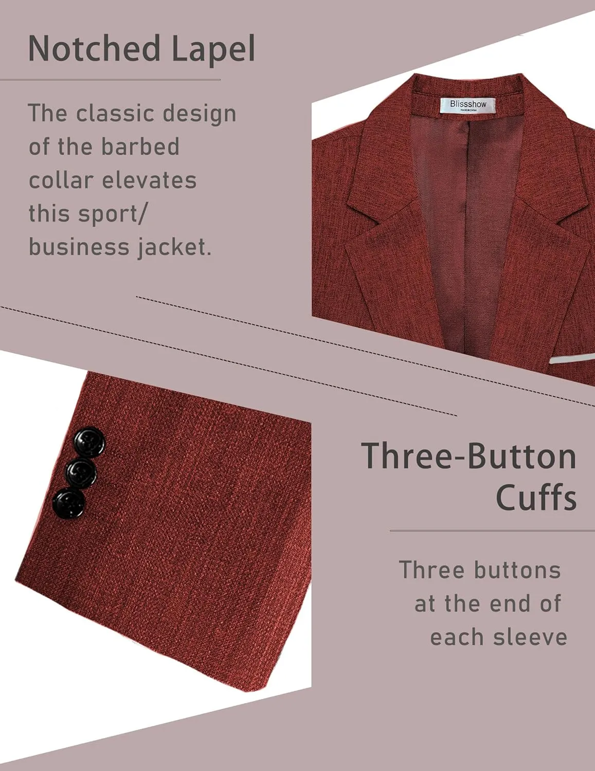 Men's Sport Coat Casual Blazer One Button Lightweight Business Suit Jacket