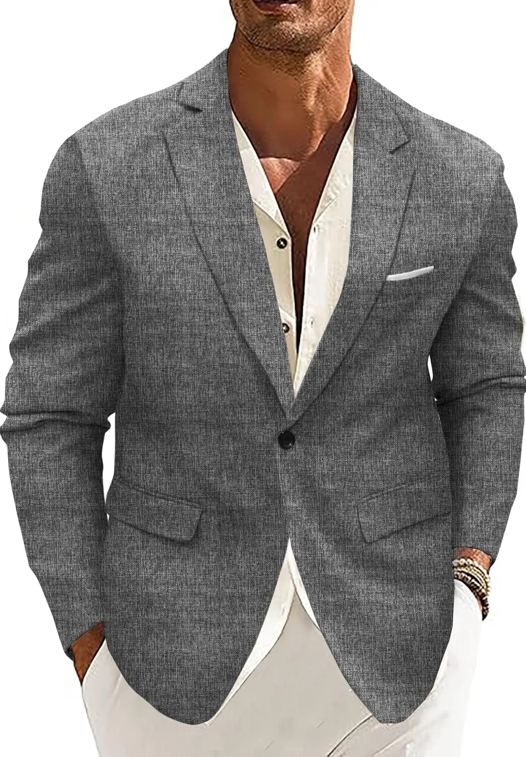 Mens Sports Coat Sportcoat Jacket Slim Fit Lapel Pockets Causal Party Blazer Gray