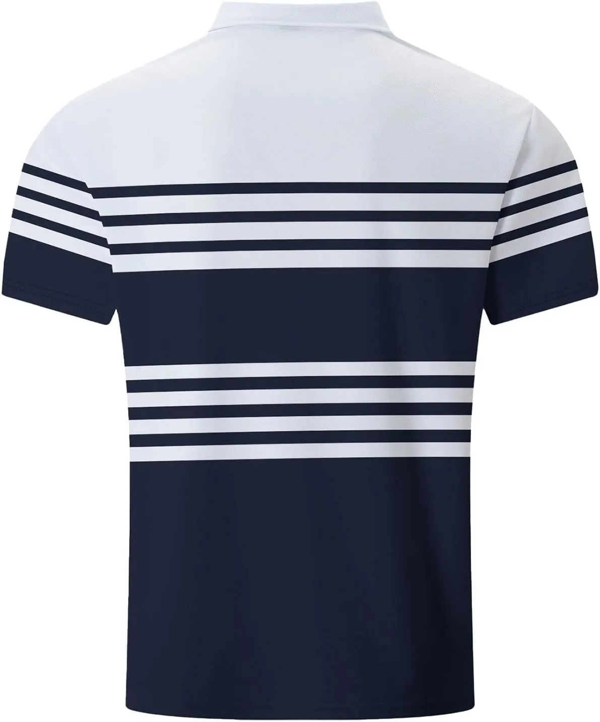 Men's Striped Polo Shirt Short Sleeve Casual Collared Golf Tennis Shirts Classic Slim Fit T-Shirts for Men