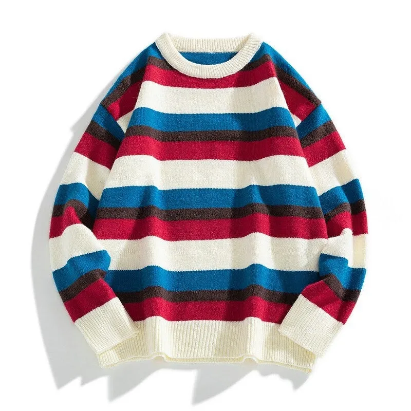 Men's Striped Round Neck Sweater