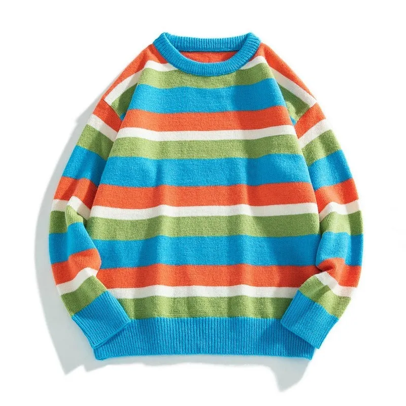 Men's Striped Round Neck Sweater