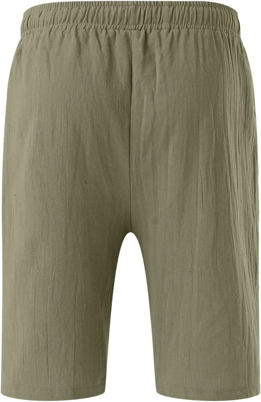 Mens Summer Linen Elastic Shorts Shorts Beach Shorts Casual Cotton Linen Shorts Mens Summer Linen Elastic Shorts