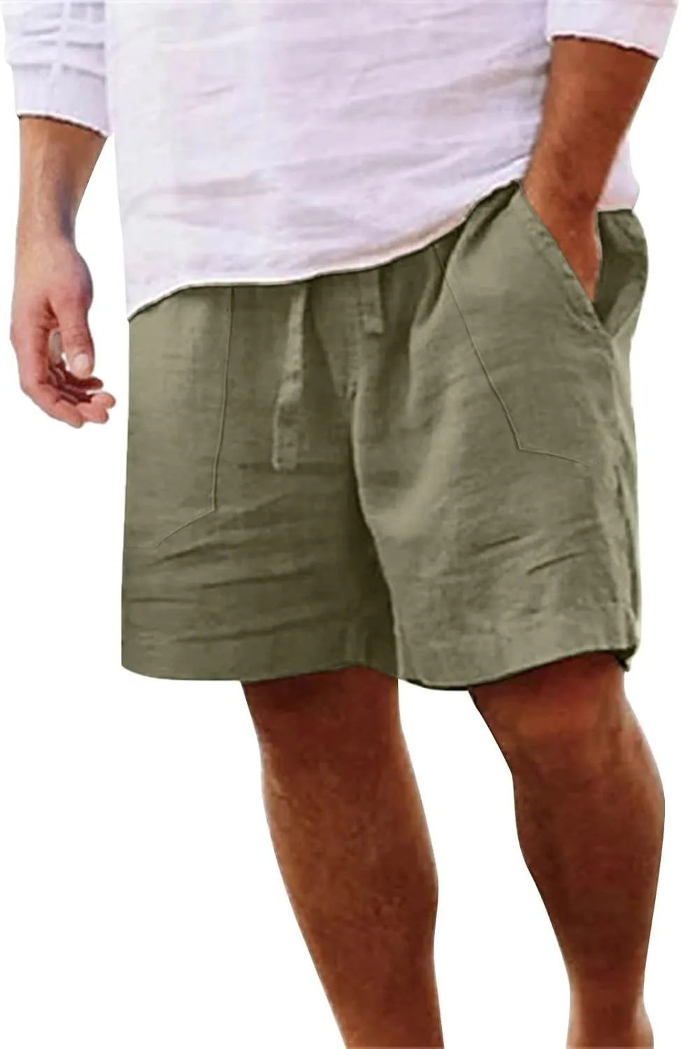Mens Summer Linen Elastic Shorts Shorts Beach Shorts Casual Cotton Linen Shorts Mens Summer Linen Elastic Shorts