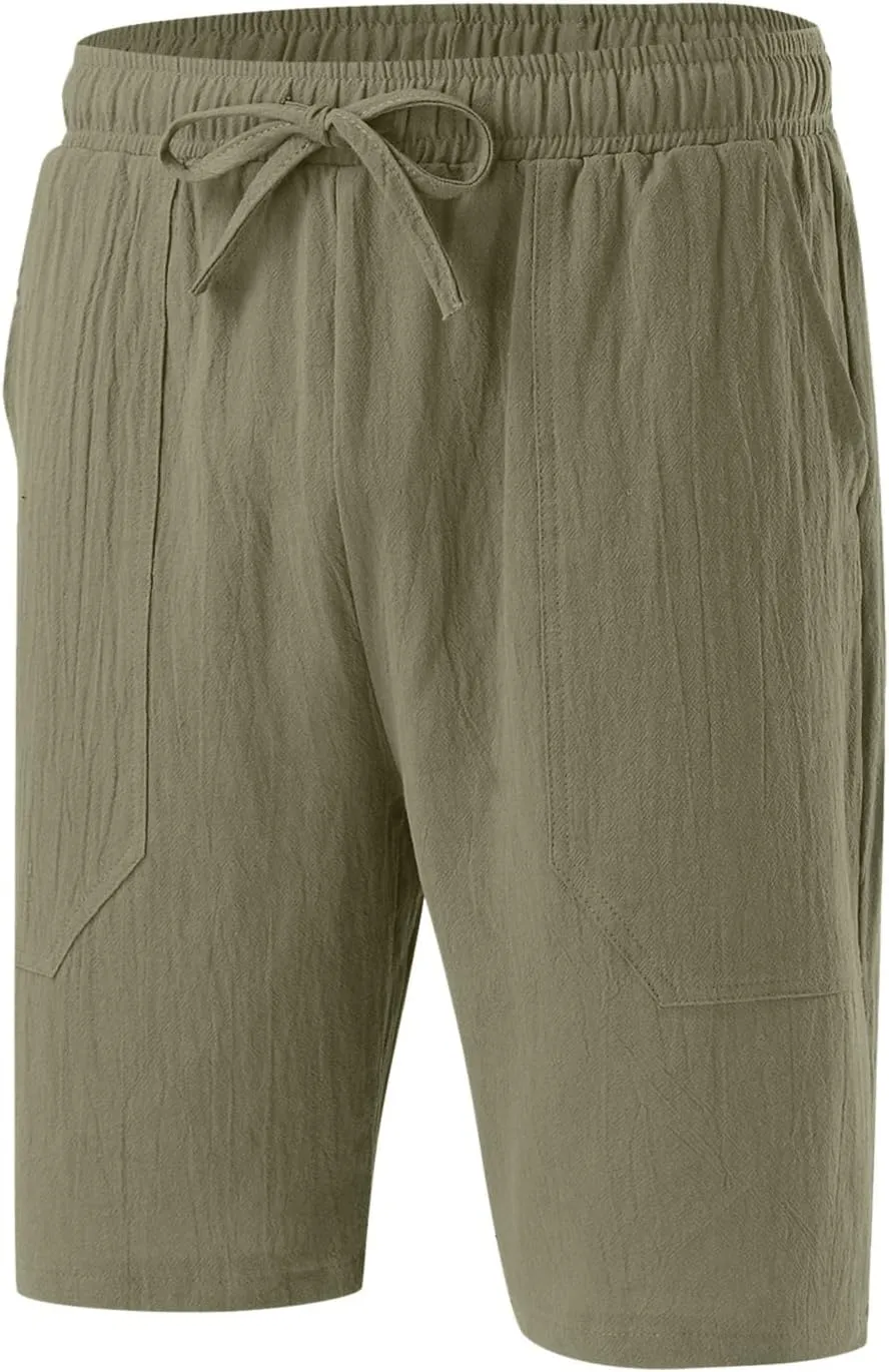 Mens Summer Linen Elastic Shorts Shorts Beach Shorts Casual Cotton Linen Shorts Mens Summer Linen Elastic Shorts