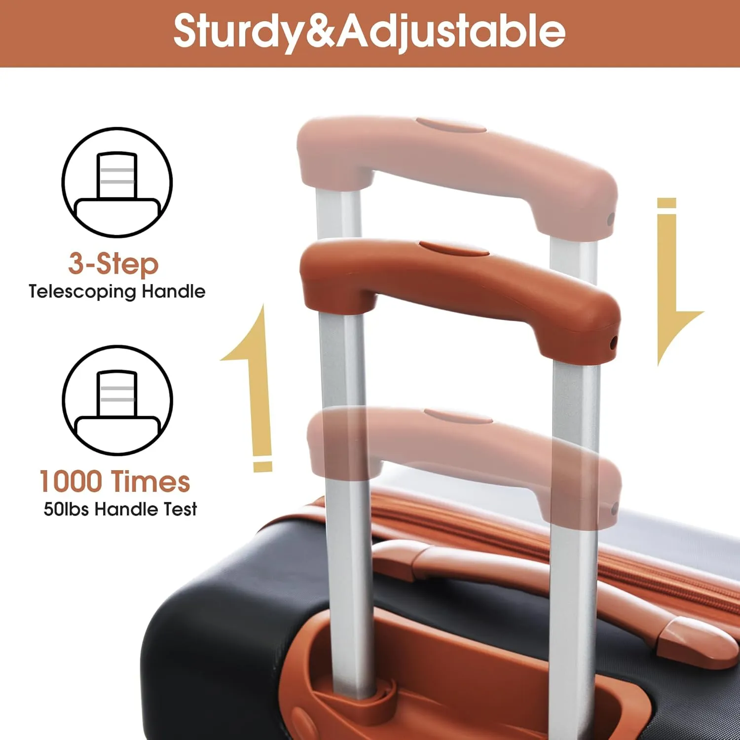 Merax Luggage Set Carry On Luggage with TSA Lock Hard Shell Suitcases & Travel Bag Dual Spinner Wheels Lightweight Durable Travel Set (Black and Brown, 3 PC(20 24 Bag))