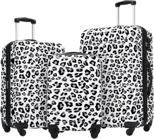 Merax Luggage Set Carry On Luggage with TSA Lock Hard Shell Suitcases & Travel Bag Dual Spinner Wheels Lightweight Durable Travel Set (Black Leopard, 3 PC(20 24 28))