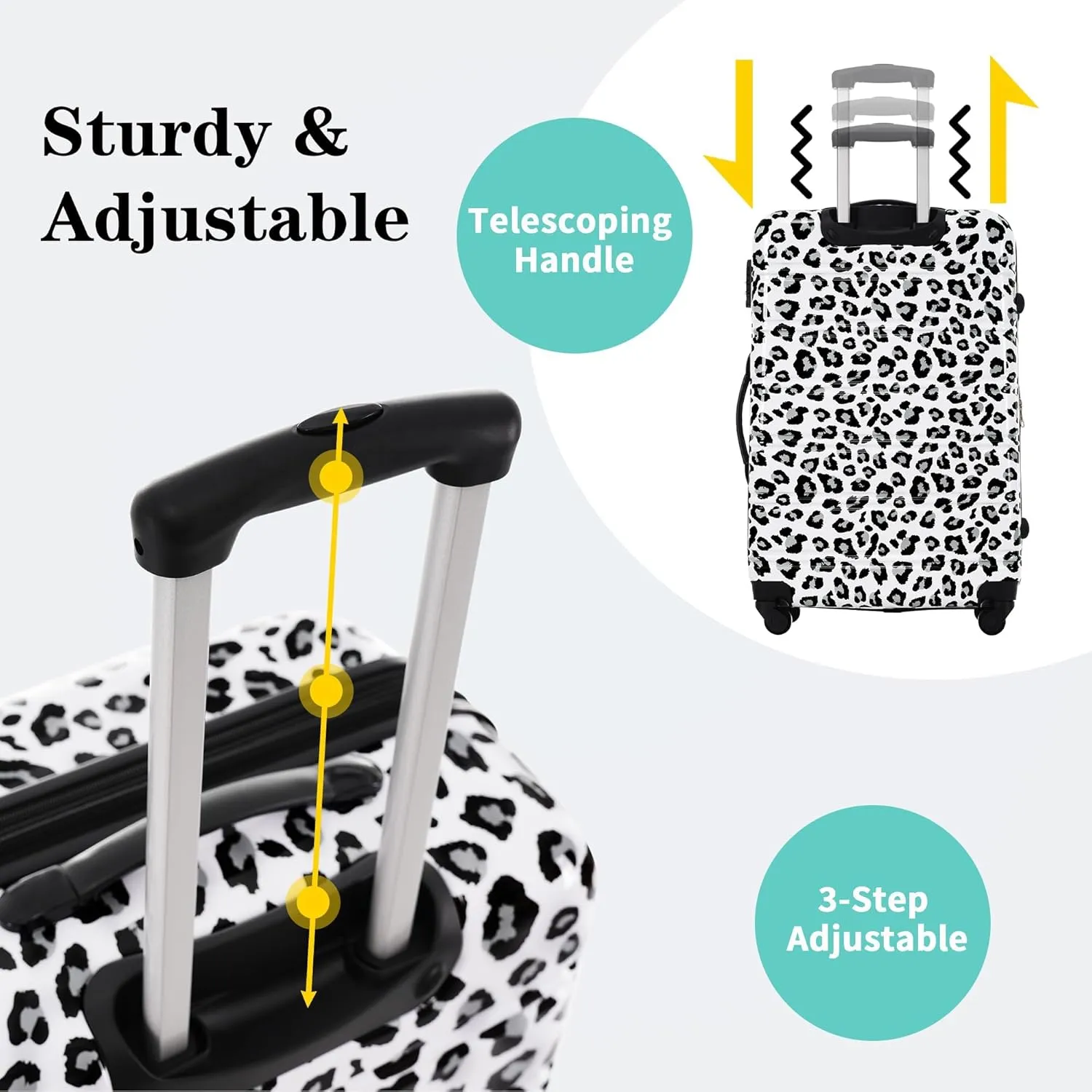 Merax Luggage Set Carry On Luggage with TSA Lock Hard Shell Suitcases & Travel Bag Dual Spinner Wheels Lightweight Durable Travel Set (Black Leopard, 3 PC(20 24 28))