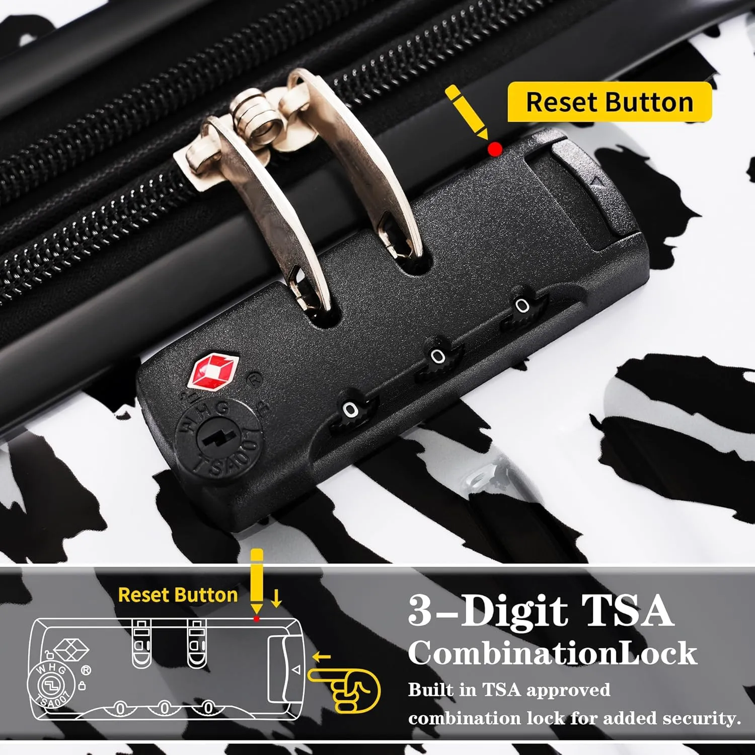 Merax Luggage Set Carry On Luggage with TSA Lock Hard Shell Suitcases & Travel Bag Dual Spinner Wheels Lightweight Durable Travel Set (Black Leopard, 3 PC(20 24 28))