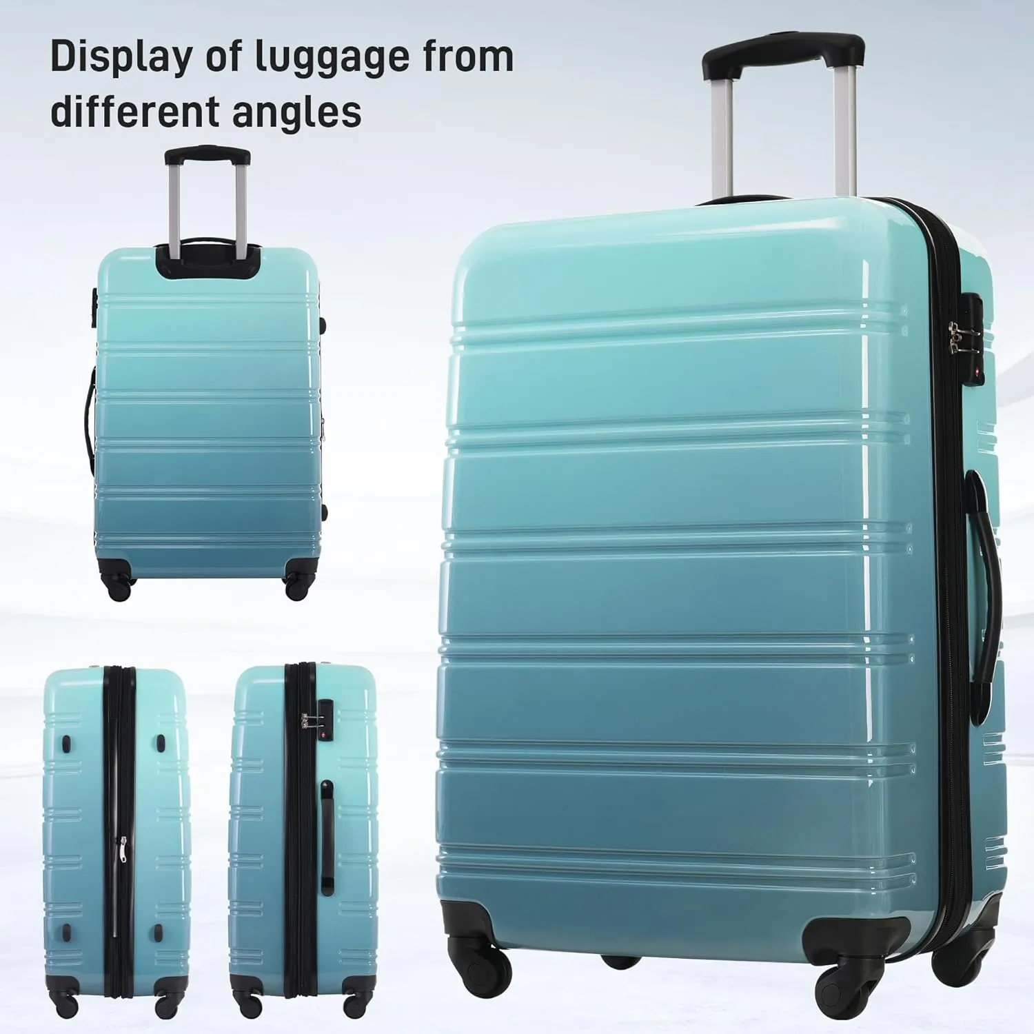 Merax Luggage Set Carry On Luggage with TSA Lock Hard Shell Suitcases & Travel Bag Dual Spinner Wheels Lightweight Durable Travel Set (Gradient Grey Blue, 3 PC(20 24 28))