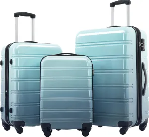 Merax Luggage Set Carry On Luggage with TSA Lock Hard Shell Suitcases & Travel Bag Dual Spinner Wheels Lightweight Durable Travel Set (Gradient Grey Blue, 3 PC(20 24 28))