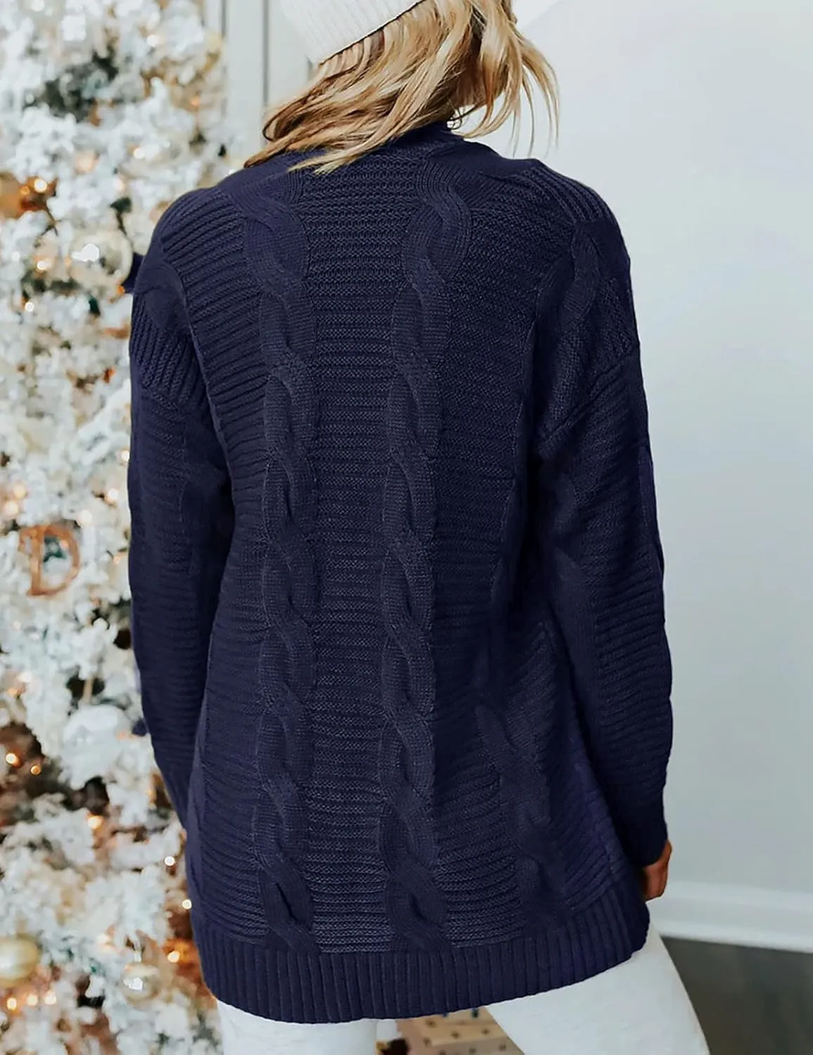 MEROKEETY Women's 2025 Long Sleeve Cable Knit Cardigan Sweaters Open Front Fall Outwear Coat