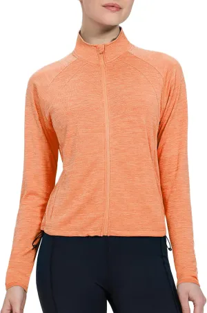 MIER Womens Athletic Jackets Light Weight Cropped Zip Up Workout Running Jacket UPF 50  Full Zip UV Shirts with Pockets
