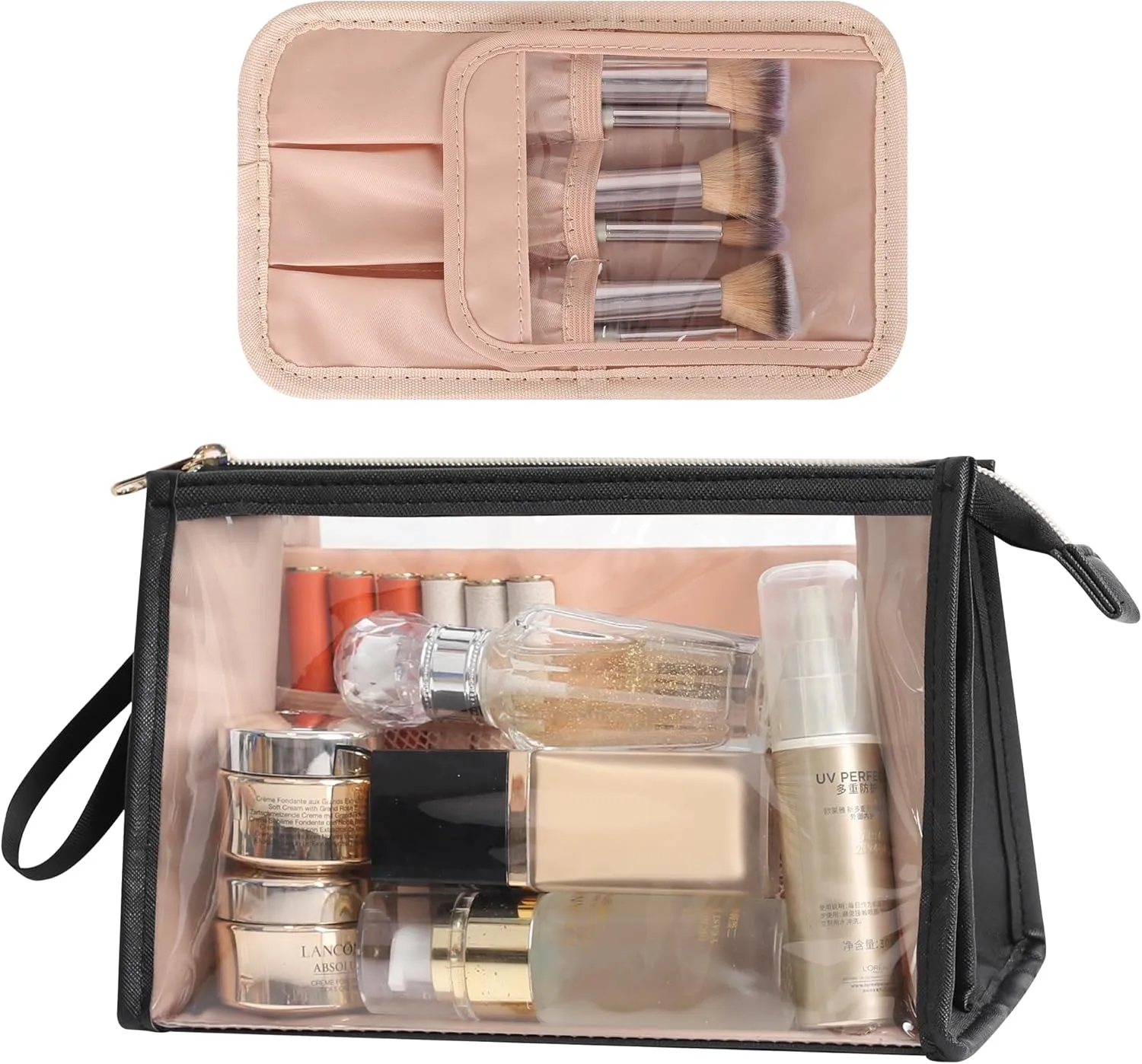 MONSTINA Makeup Bag-TSA Approved Toiletry Bag,Clear Cosmetic Bag Large Capacity,Portable Travel Makeup Case Organizer,Waterproff Toiletry Bag for Girls and Women