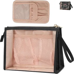 MONSTINA Makeup Bag-TSA Approved Toiletry Bag,Clear Cosmetic Bag Large Capacity,Portable Travel Makeup Case Organizer,Waterproff Toiletry Bag for Girls and Women