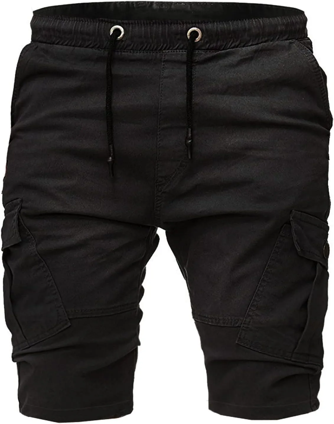 Muscularfit Cotton Shorts Men 2023 Slim Fit Drawstring Elastic Waist Multi Pockets Cargo Shorts Outdoor Solid Tooling Shorts