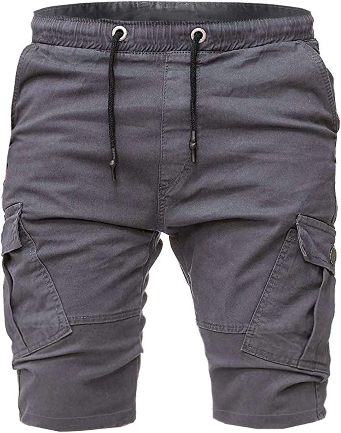 Muscularfit Cotton Shorts Men 2023 Slim Fit Drawstring Elastic Waist Multi Pockets Cargo Shorts Outdoor Solid Tooling Shorts