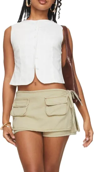 Mxiqqpltky Y2k Cargo Denim Skirt Women Low Rise Bodycon Mini Jean Skirt Shorts Skorts