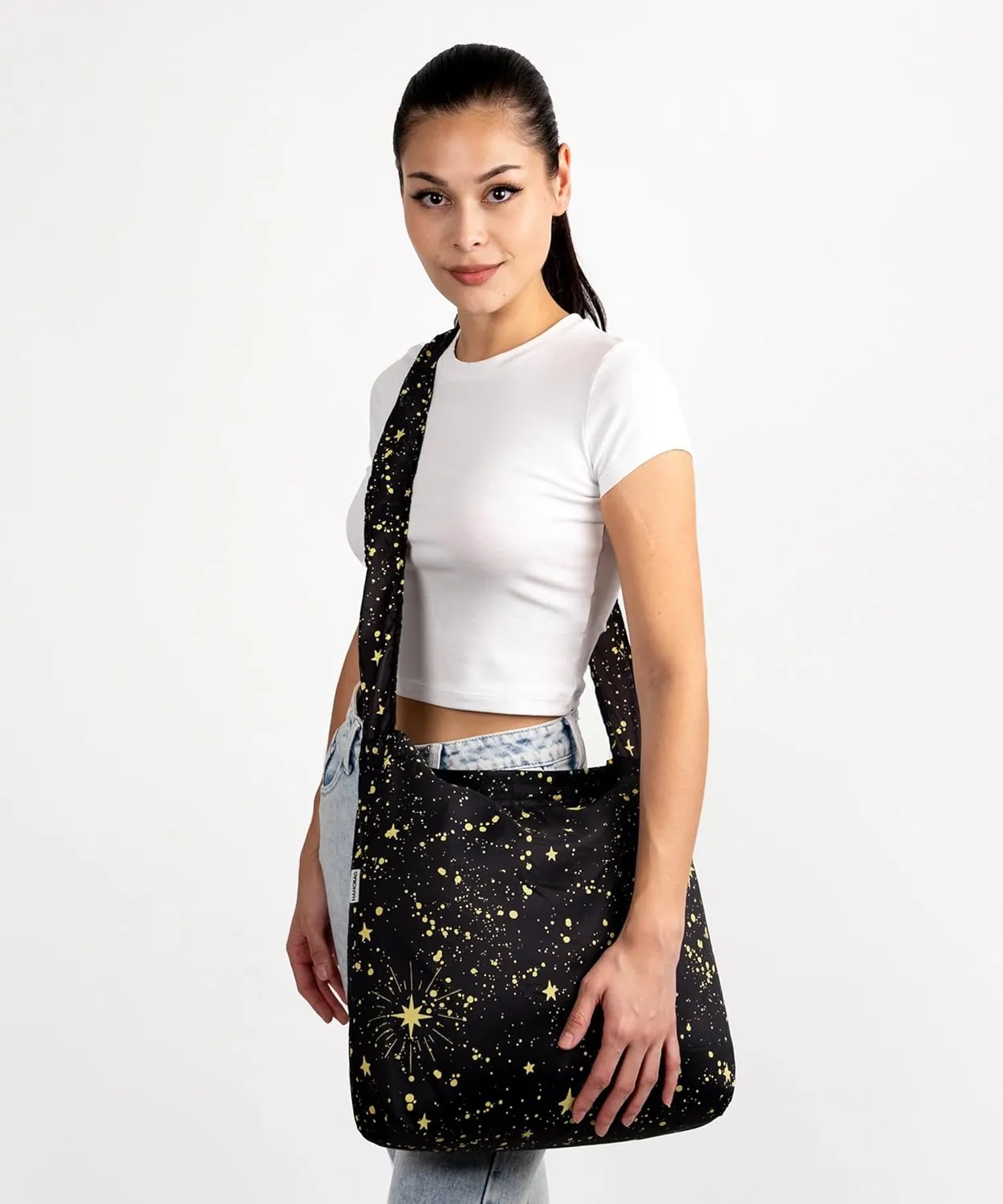 Nanobag Ultra-Lightweight Sling Cross-Body Bag | Perfect for Travel, Shopping & Daily Use | Reusable - Tiny - Eco-Friendly (Sling, Stars)