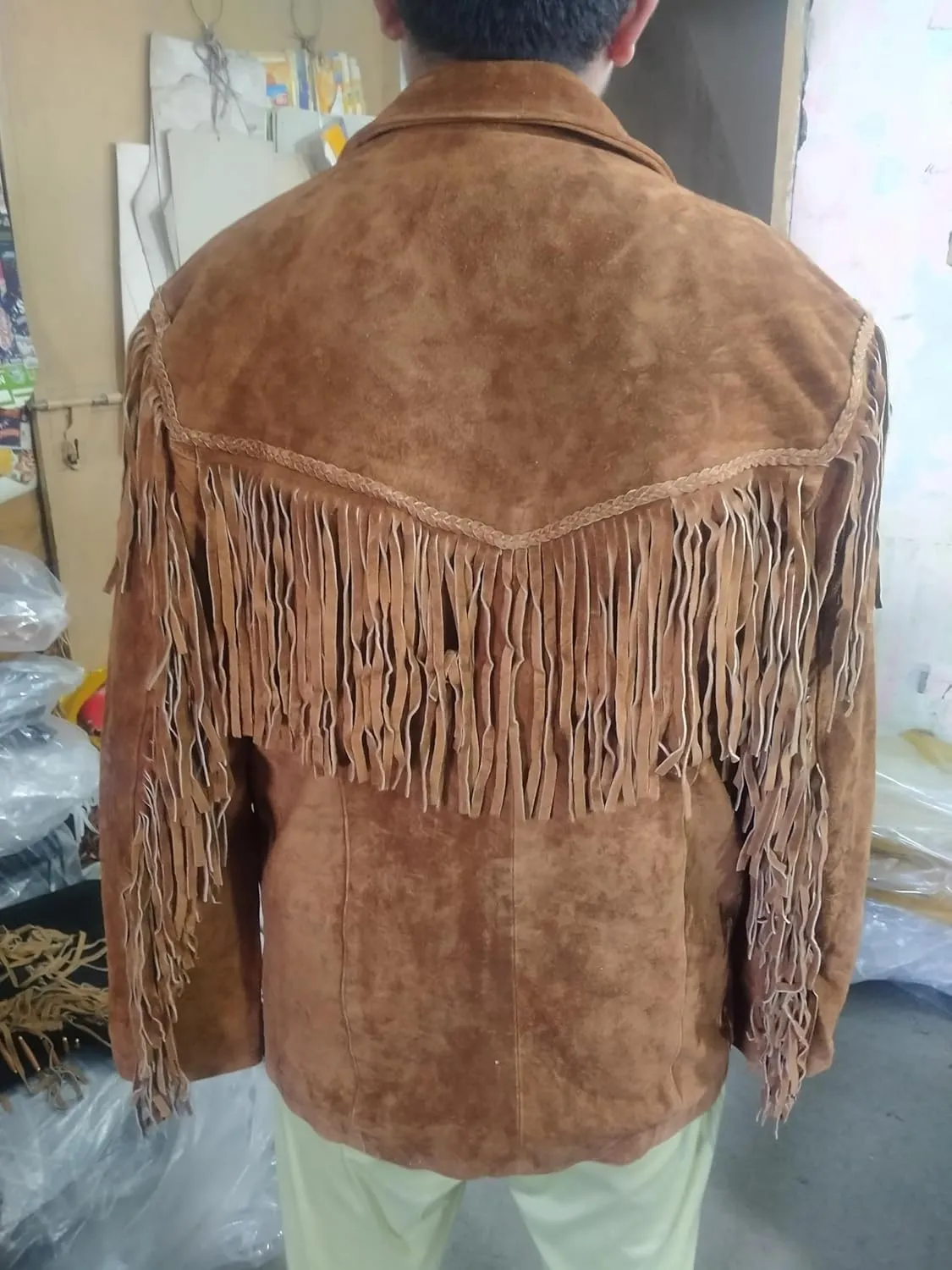 Native American Jacket Genuine Suede Leather Jacket with Fringe Cowboy Western Stylish