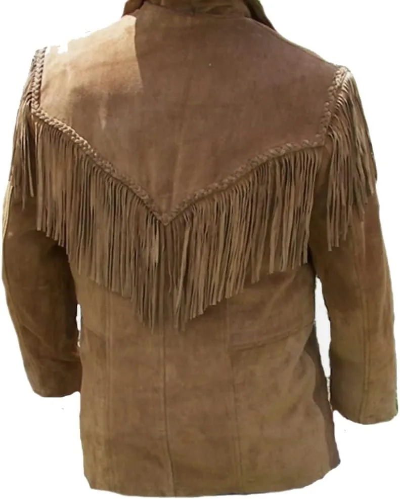 Native American Jacket Genuine Suede Leather Jacket with Fringe Cowboy Western Stylish