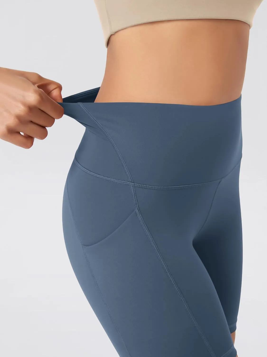 ODODOS 2-Pack High Waist Workout Shorts with Pockets for Women 6"/8" Inseam Tummy Control Gym Athletic Biker Shorts