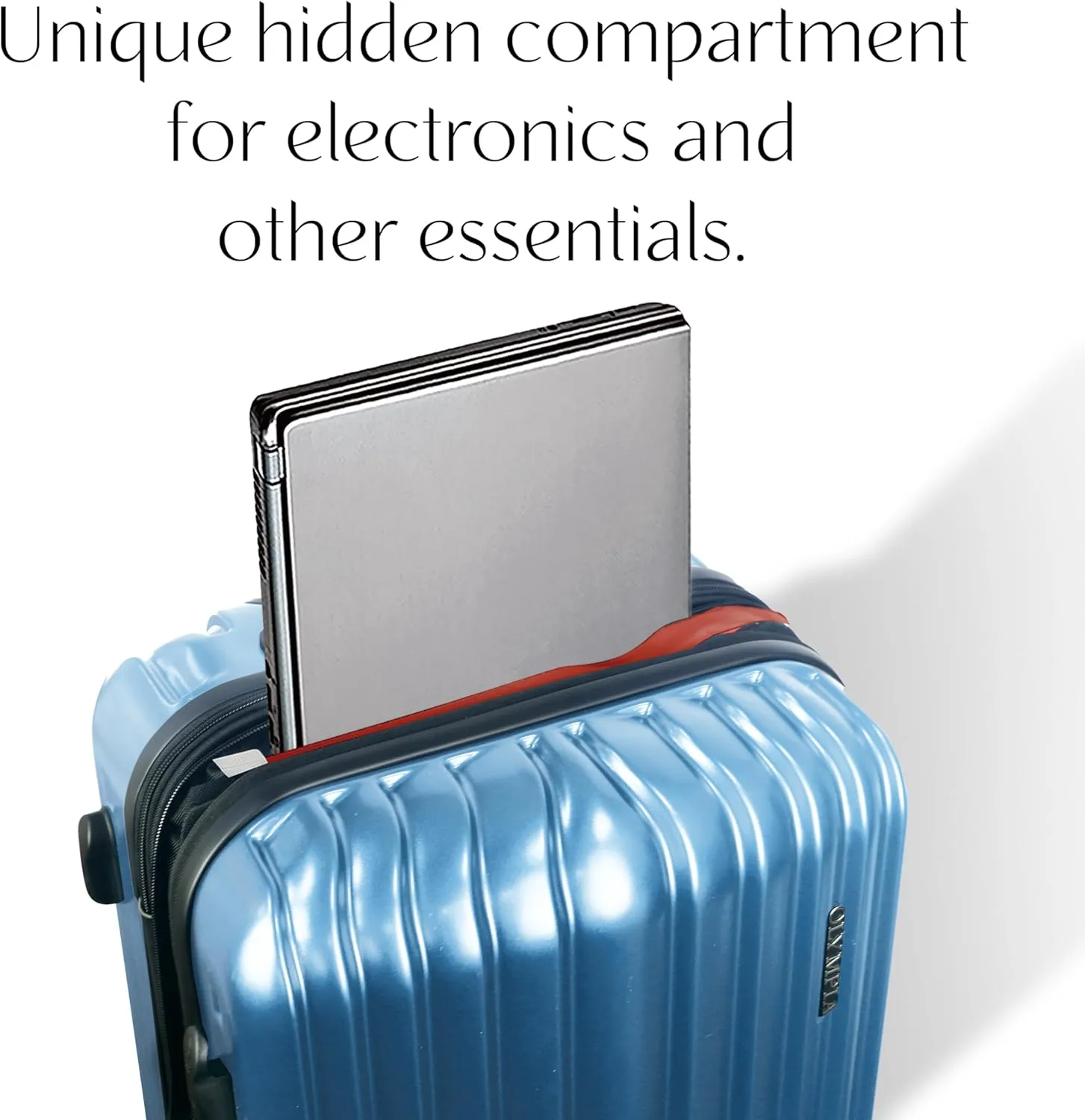 Olympia U.S.A. Shadow 21" Carry-On Luggage  Expandable Hardside Suitcases with Double-Spinner Wheels, Telescoping Handle, Utility Hook & Hidden Laptop Compartment (Elemental Blue)