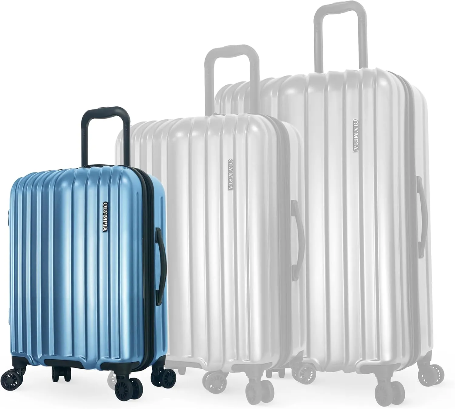 Olympia U.S.A. Shadow 21" Carry-On Luggage  Expandable Hardside Suitcases with Double-Spinner Wheels, Telescoping Handle, Utility Hook & Hidden Laptop Compartment (Elemental Blue)
