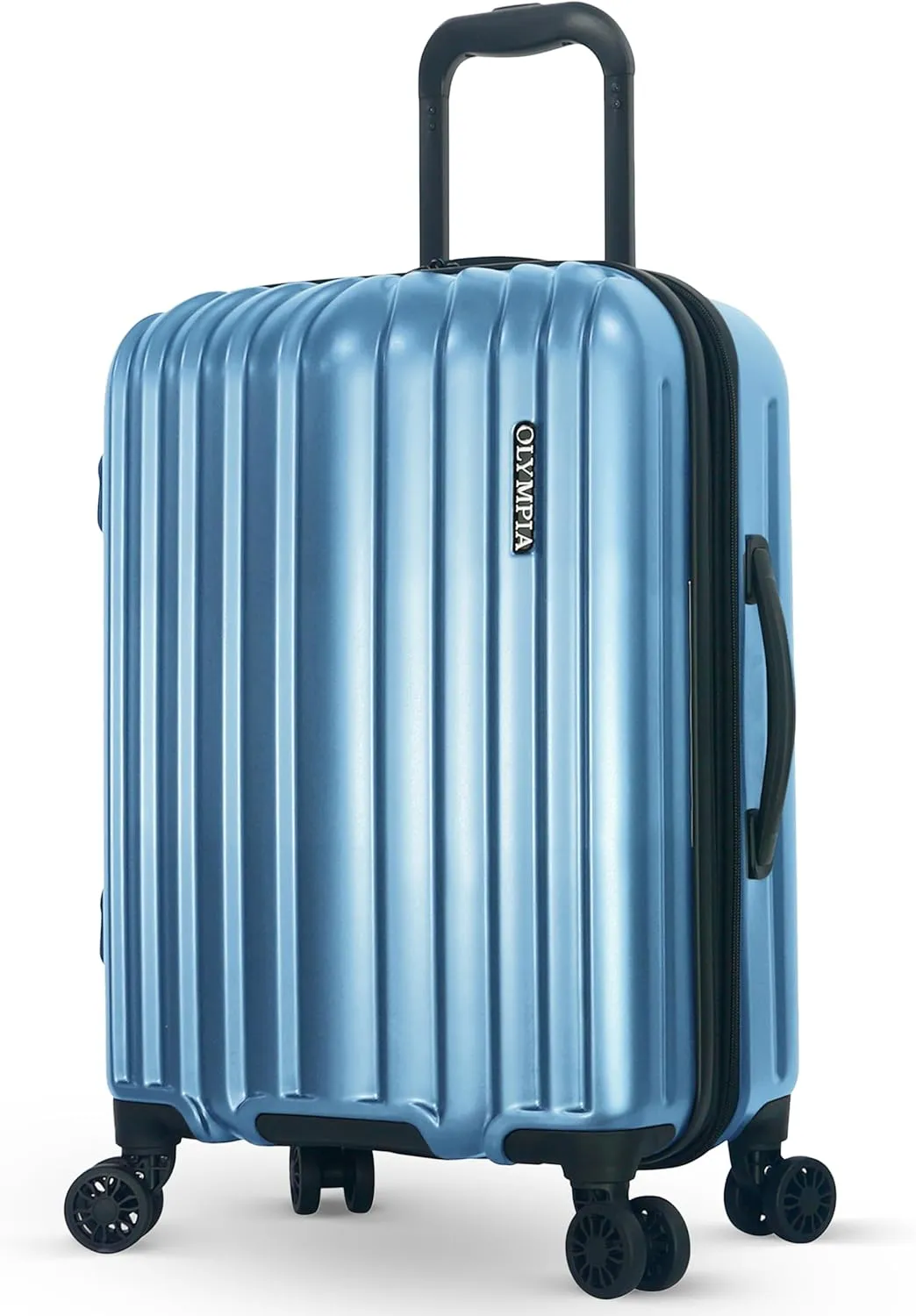 Olympia U.S.A. Shadow 21" Carry-On Luggage  Expandable Hardside Suitcases with Double-Spinner Wheels, Telescoping Handle, Utility Hook & Hidden Laptop Compartment (Elemental Blue)