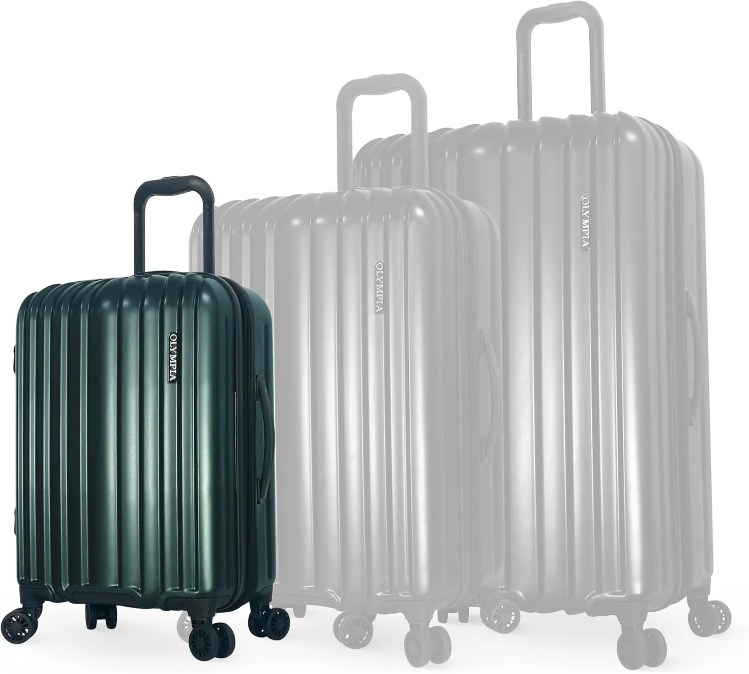 Olympia U.S.A. Shadow 21" Carry-On Luggage  Expandable Hardside Suitcases with Double-Spinner Wheels, Telescoping Handle, Utility Hook & Hidden Laptop Compartment (Forest Night)