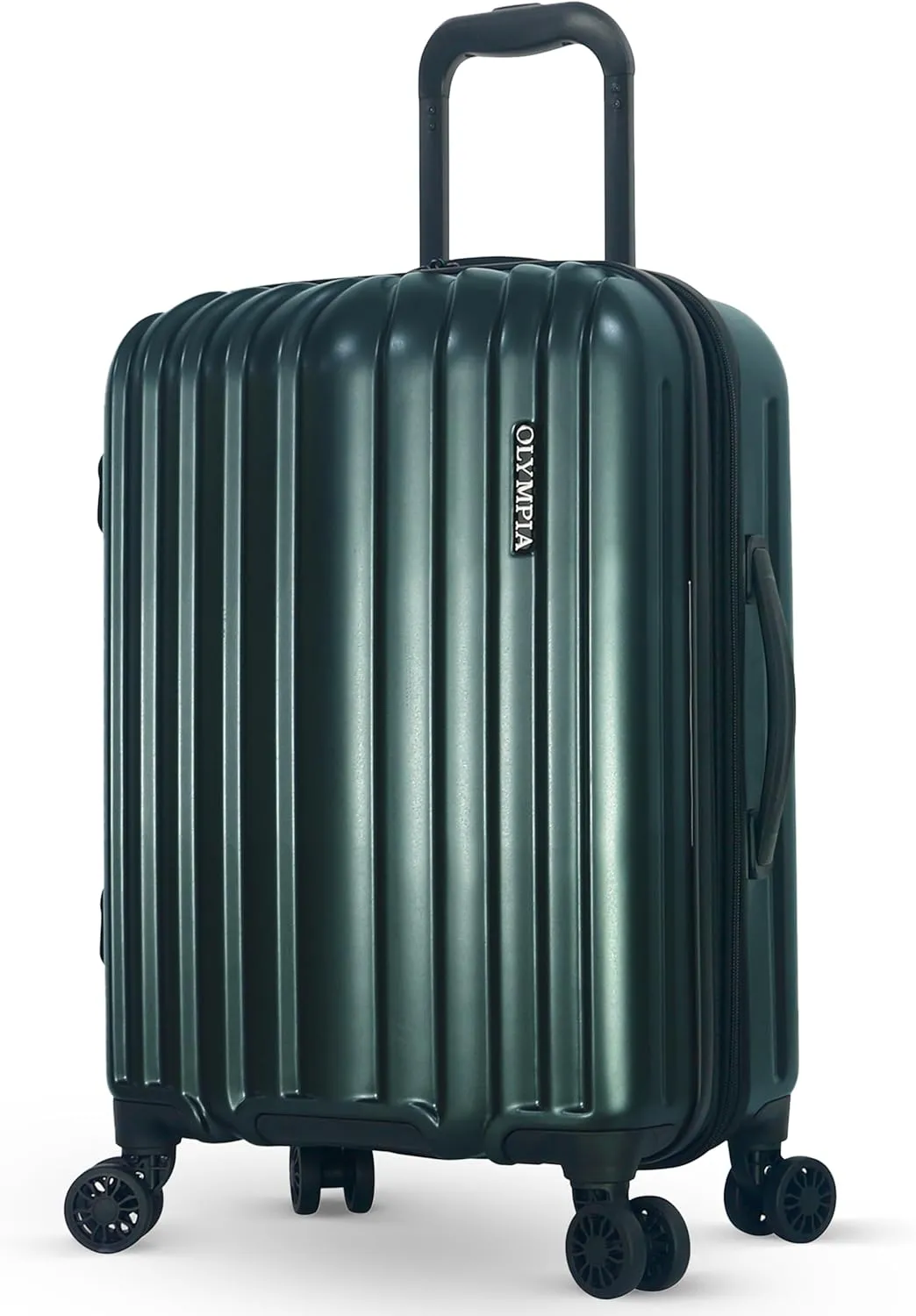 Olympia U.S.A. Shadow 21" Carry-On Luggage  Expandable Hardside Suitcases with Double-Spinner Wheels, Telescoping Handle, Utility Hook & Hidden Laptop Compartment (Forest Night)