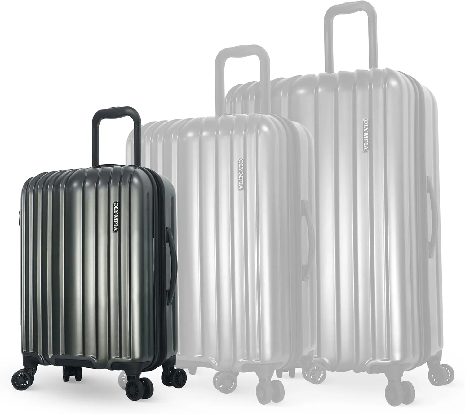 Olympia U.S.A. Shadow 21" Carry-On Luggage  Expandable Hardside Suitcases with Double-Spinner Wheels, Telescoping Handle, Utility Hook & Hidden Laptop Compartment (Smoke Gray)