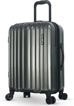 Olympia U.S.A. Shadow 21" Carry-On Luggage  Expandable Hardside Suitcases with Double-Spinner Wheels, Telescoping Handle, Utility Hook & Hidden Laptop Compartment (Smoke Gray)