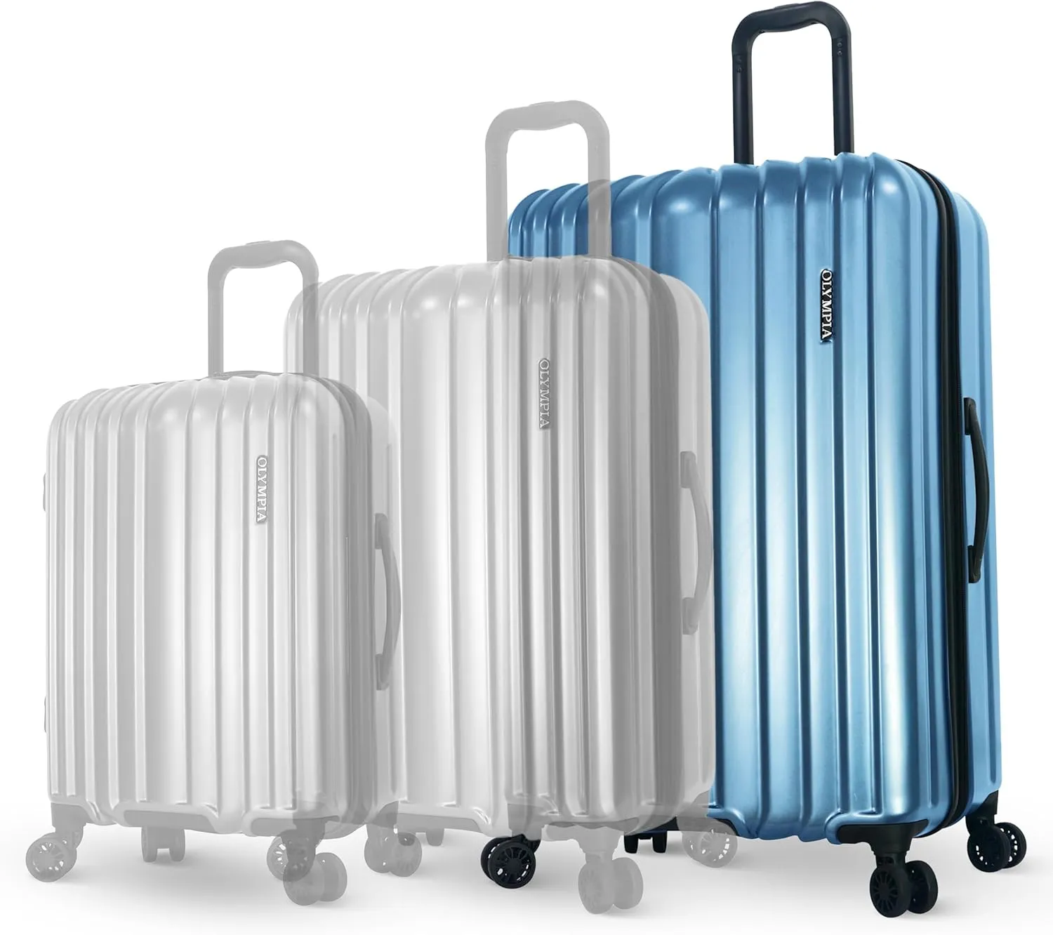 Olympia U.S.A. Shadow 29" Large-Size Checked Luggage  Expandable Hardside Suitcases with Double-Spinner Wheels, Telescoping Handle & Utility Hook (Elemental Blue)