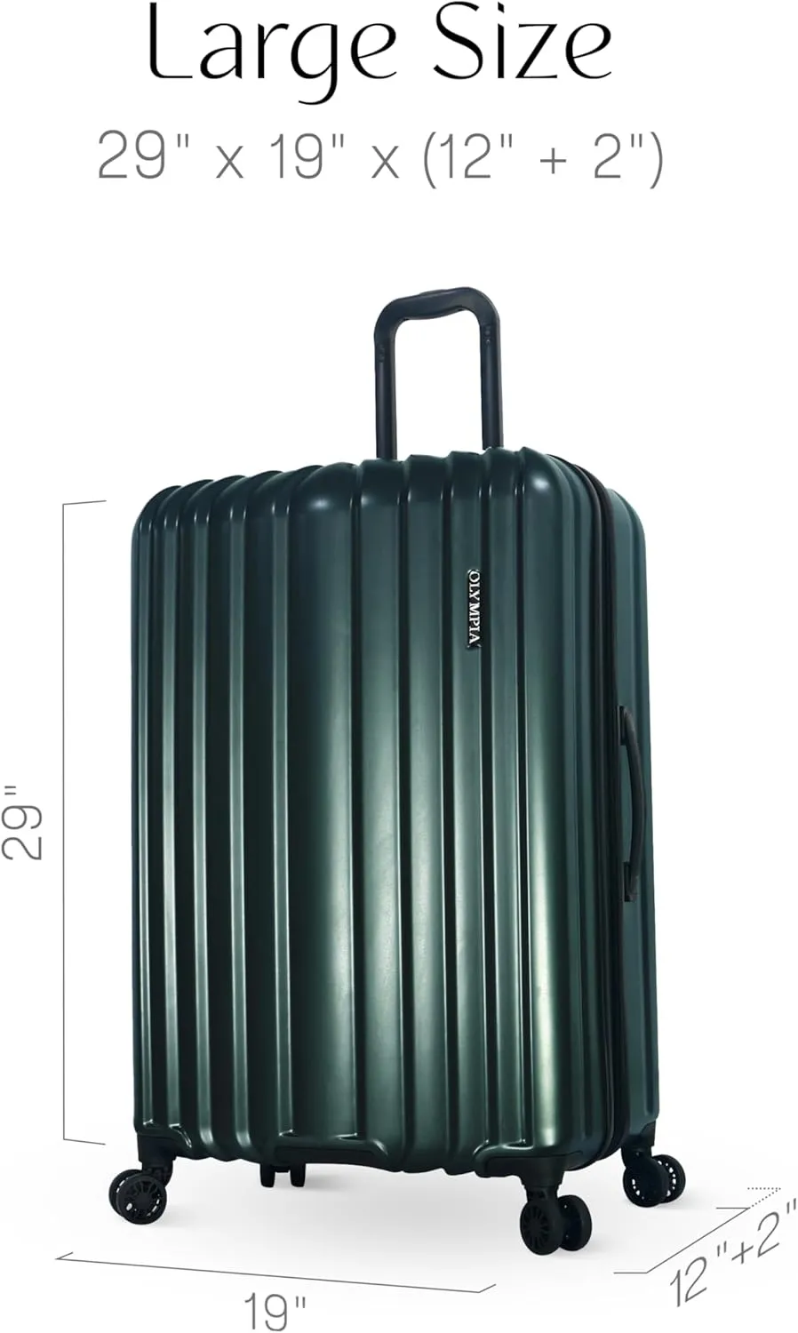 Olympia U.S.A. Shadow 29" Large-Size Checked Luggage  Expandable Hardside Suitcases with Double-Spinner Wheels, Telescoping Handle & Utility Hook (Forest Night)