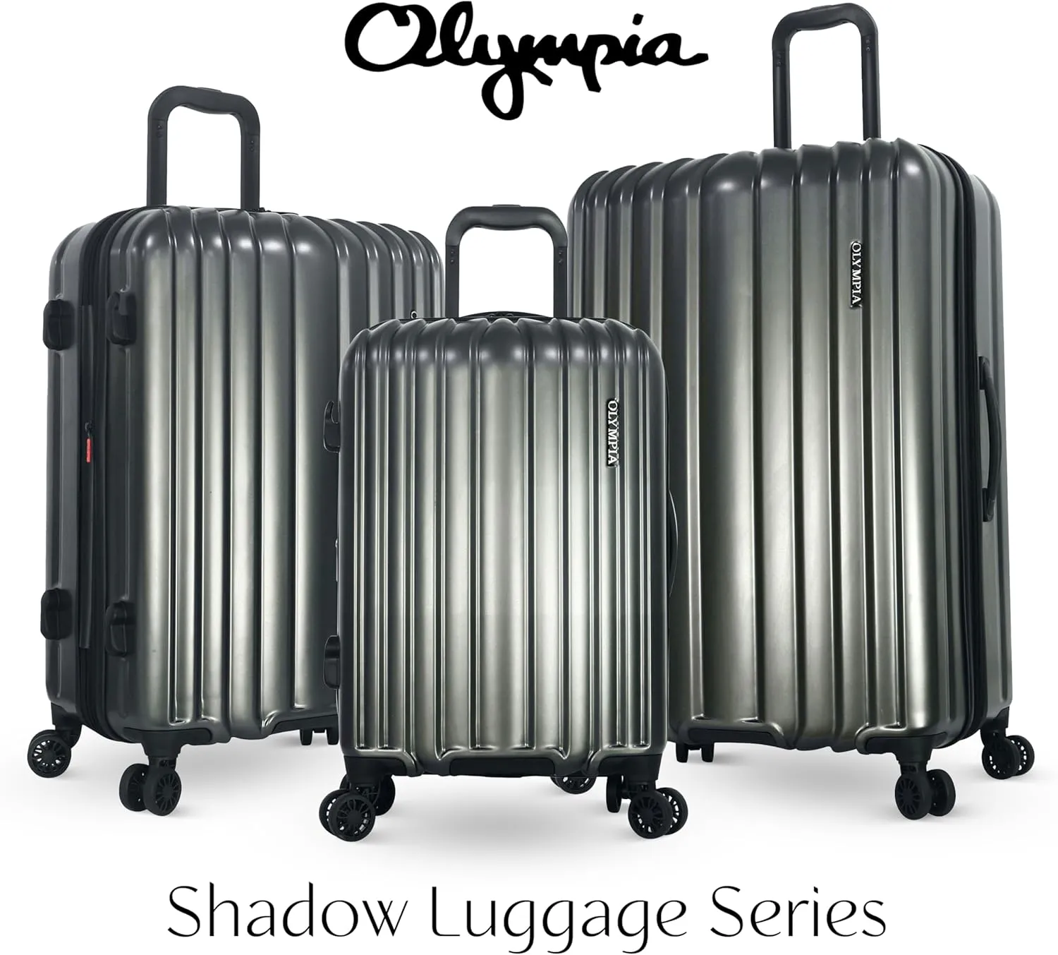 Olympia U.S.A. Shadow 29" Large-Size Checked Luggage  Expandable Hardside Suitcases with Double-Spinner Wheels, Telescoping Handle & Utility Hook (Smoke Gray)
